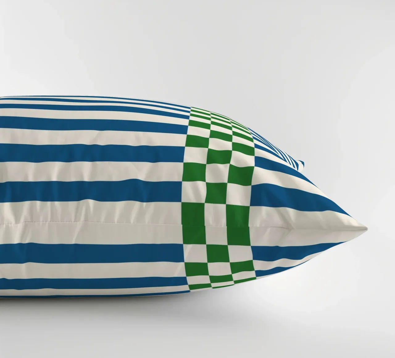Green and blue checks and lines cuscino da TijanaArtStudio88