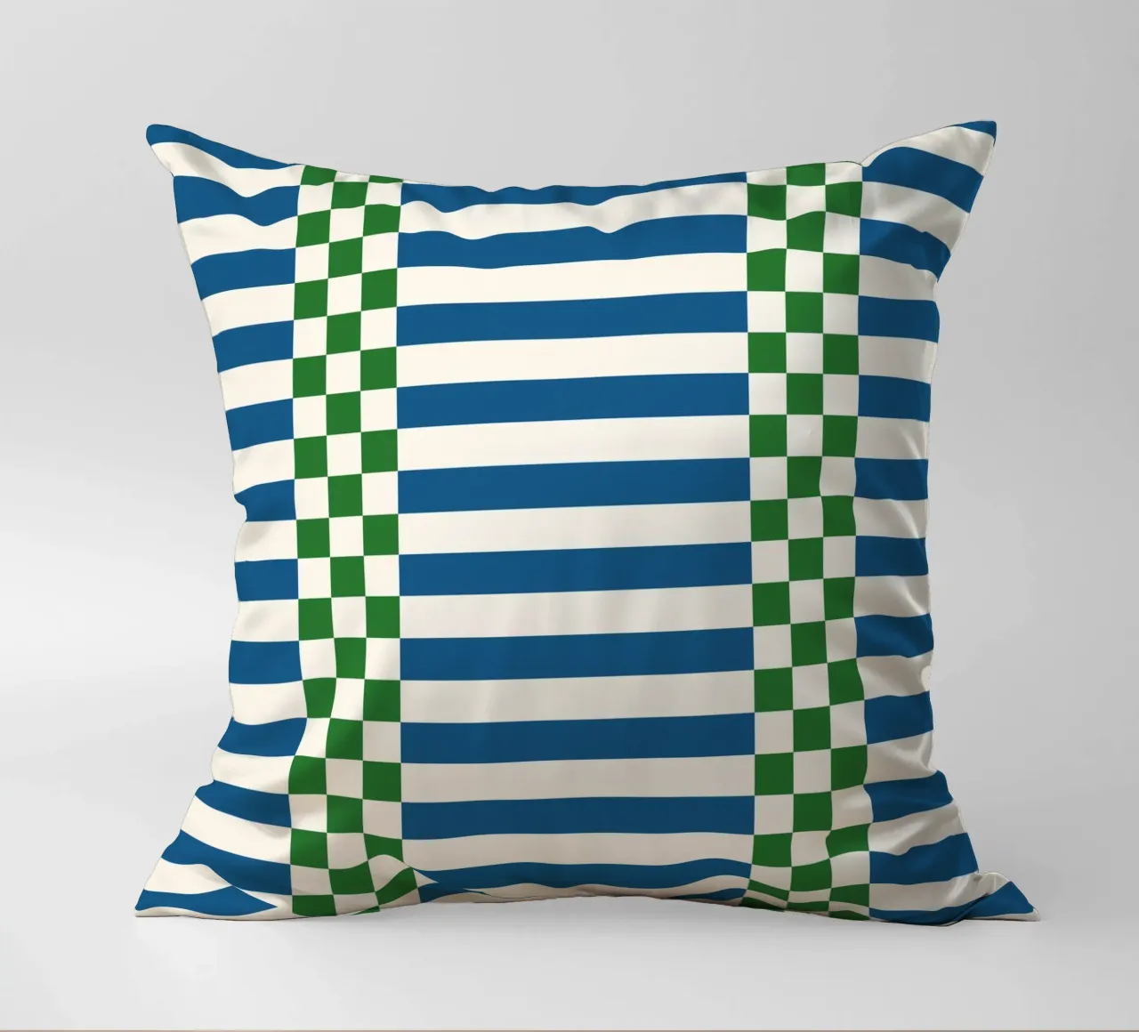 Green and blue checks and lines cuscino da TijanaArtStudio88