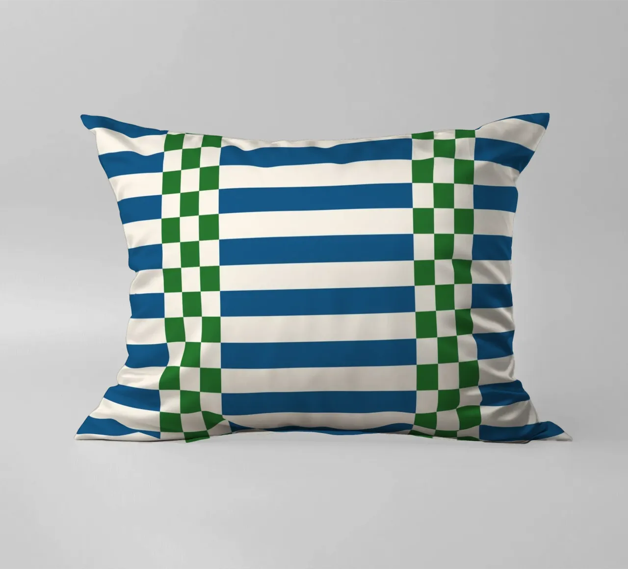 Green and blue checks and lines cuscino da TijanaArtStudio88