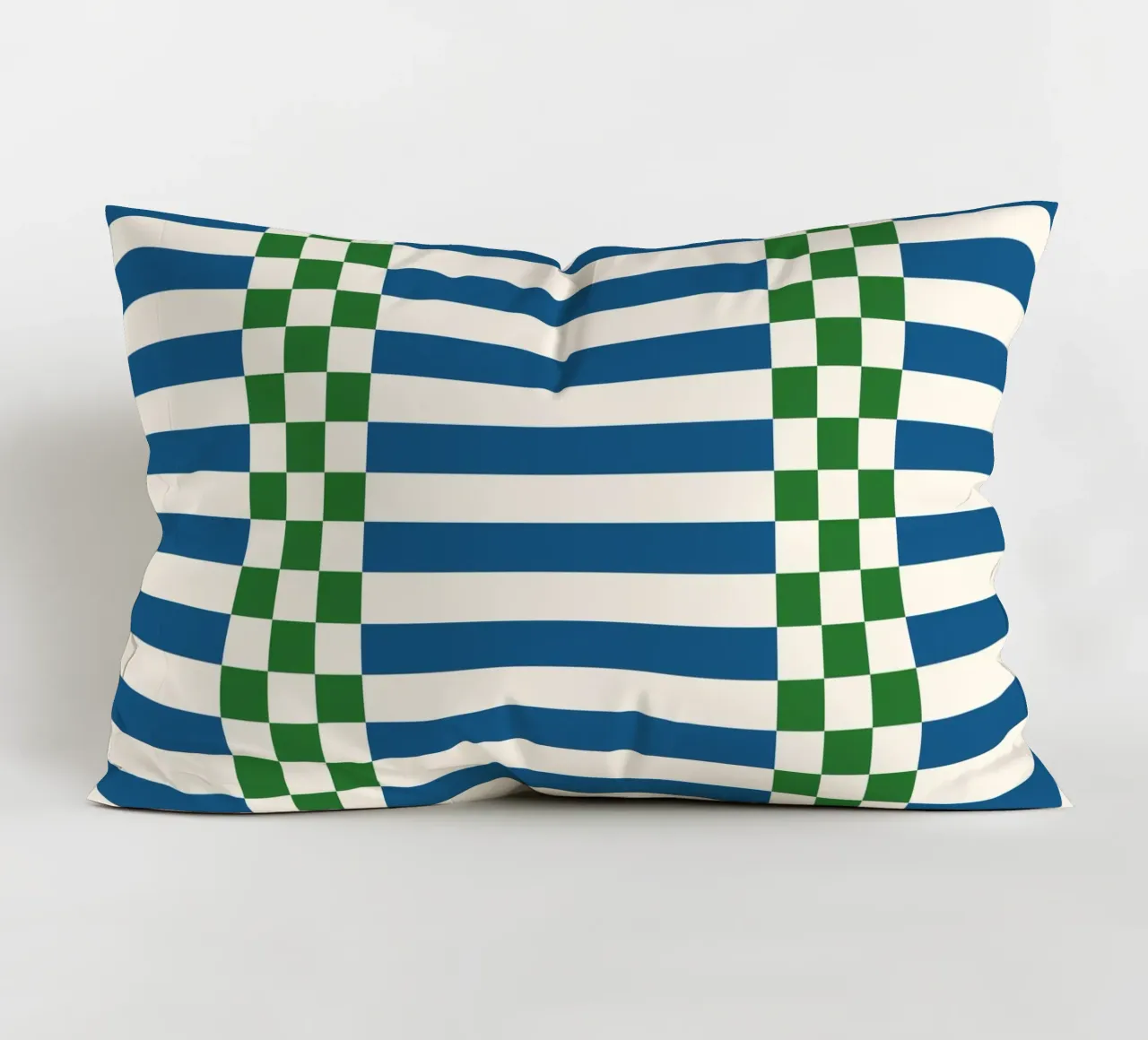 Green and blue checks and lines cuscino da TijanaArtStudio88