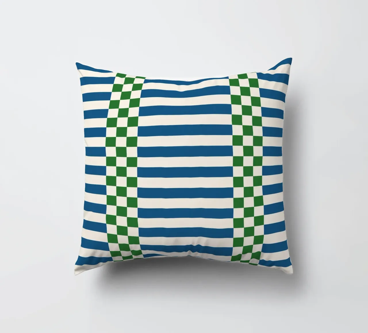 Green and blue checks and lines cuscino da TijanaArtStudio88