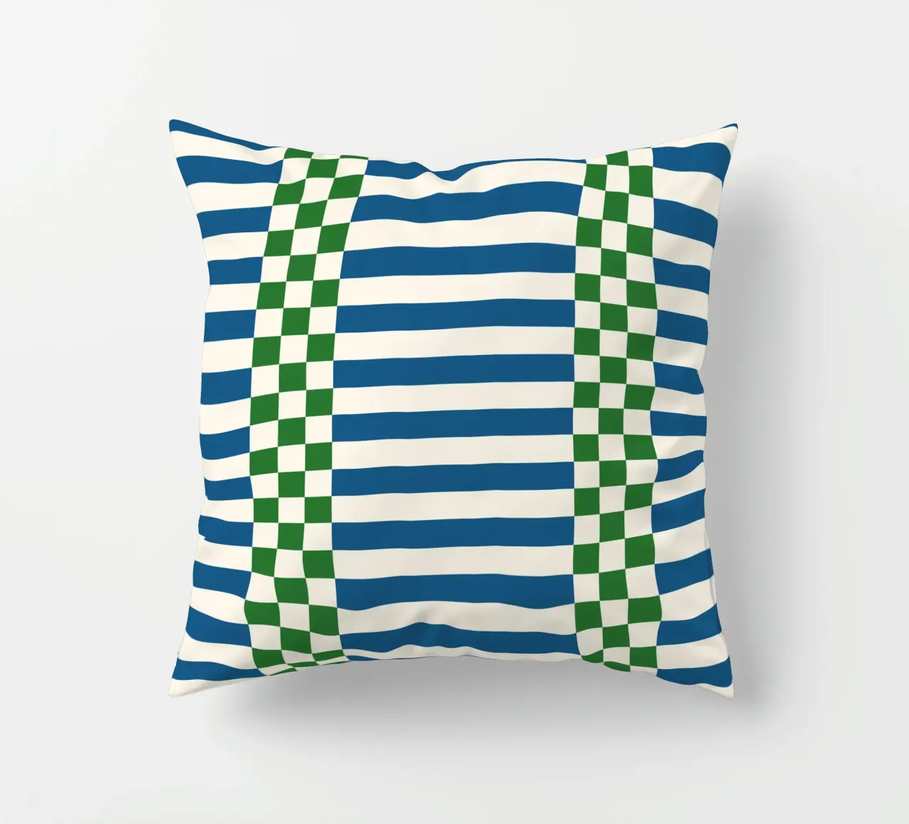 Green and blue checks and lines cuscino da TijanaArtStudio88