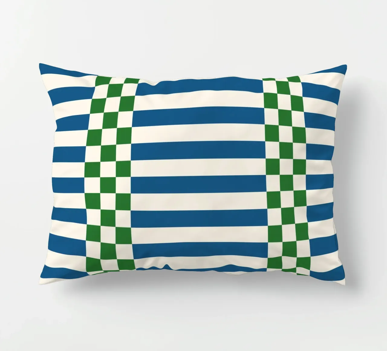 Green and blue checks and lines cuscino da TijanaArtStudio88