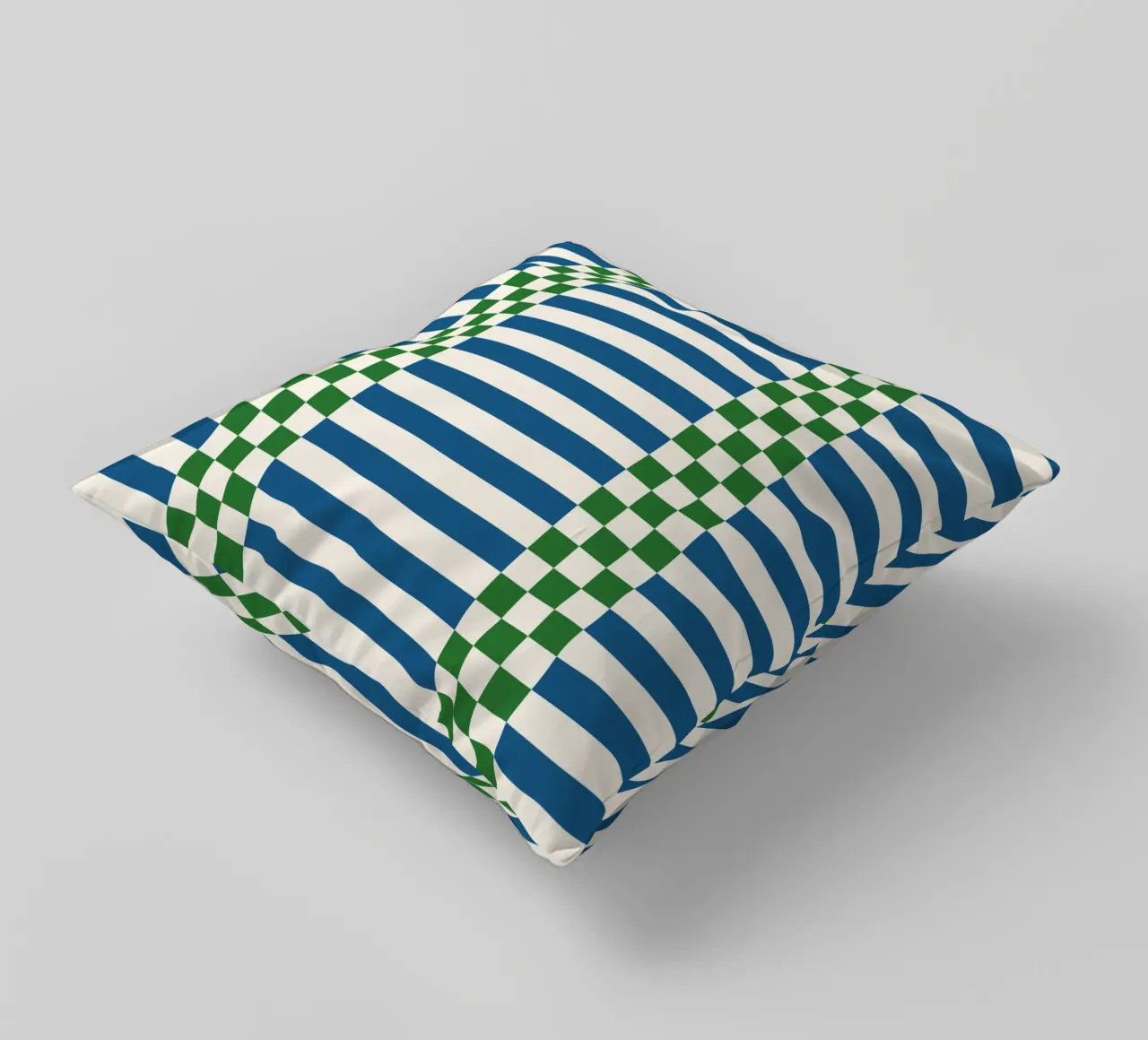 Green and blue checks and lines cuscino da TijanaArtStudio88