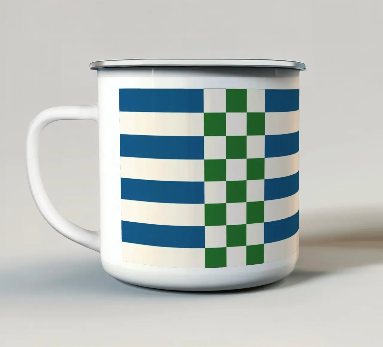 Green and blue checks and lines tazza in smalto da TijanaArtStudio88