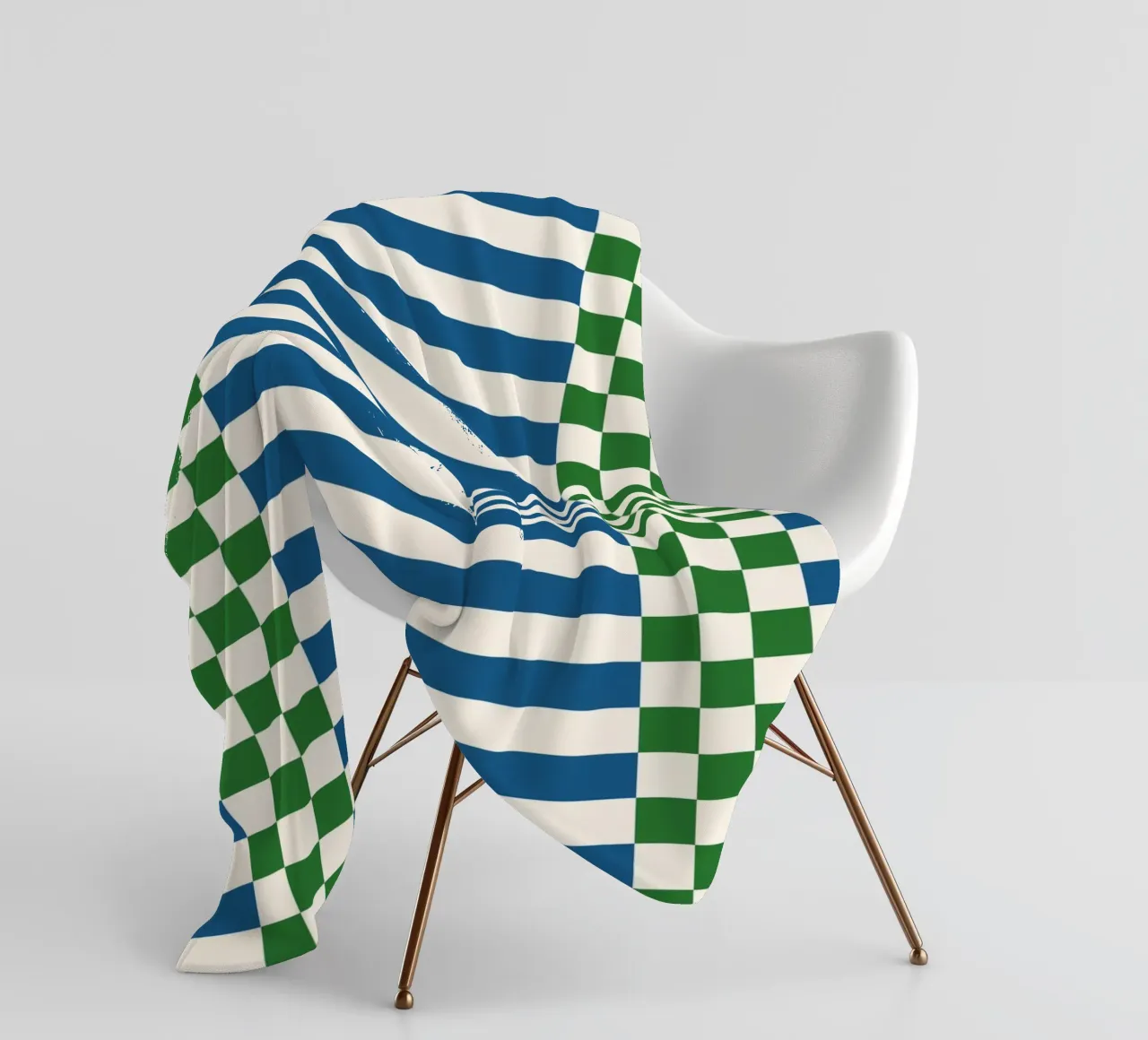 Green and blue checks and lines coperta in pile da TijanaArtStudio88