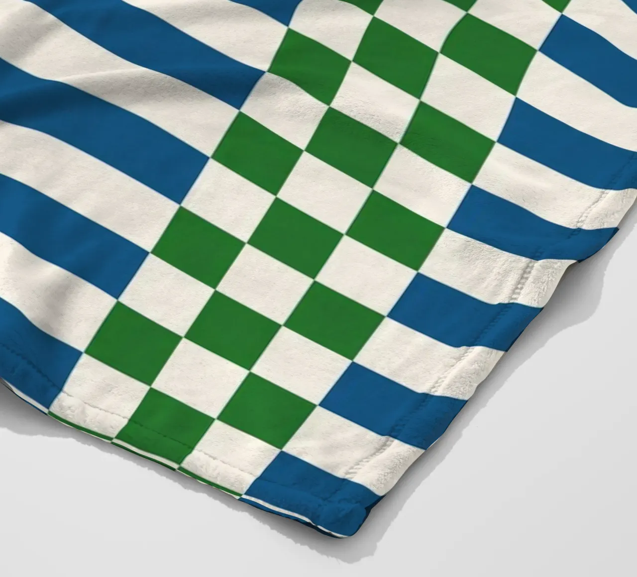 Green and blue checks and lines coperta in pile da TijanaArtStudio88