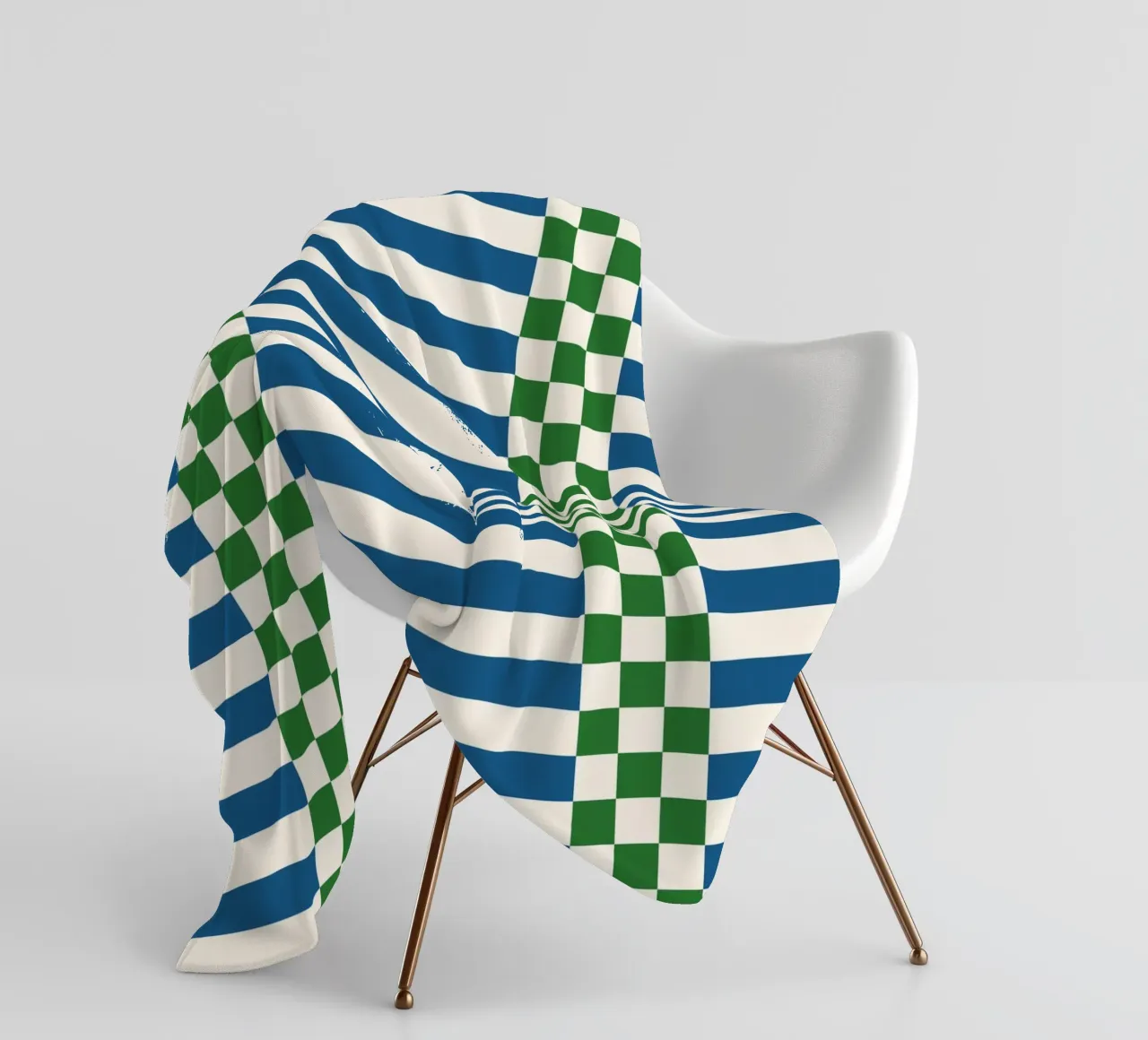 Green and blue checks and lines coperta in pile da TijanaArtStudio88