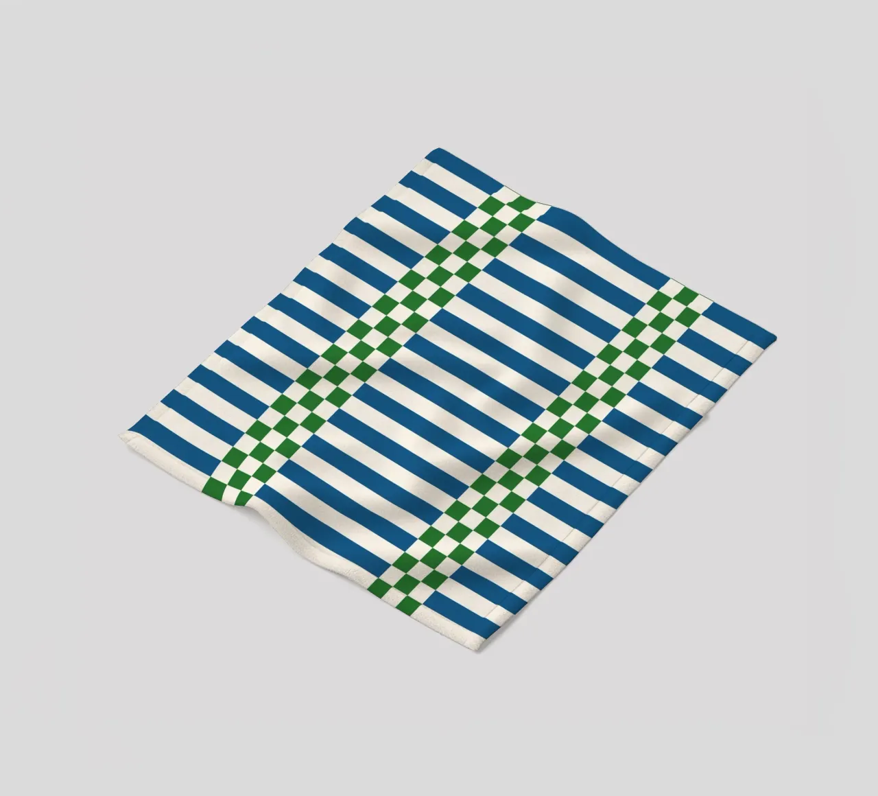 Green and blue checks and lines coperta in pile da TijanaArtStudio88