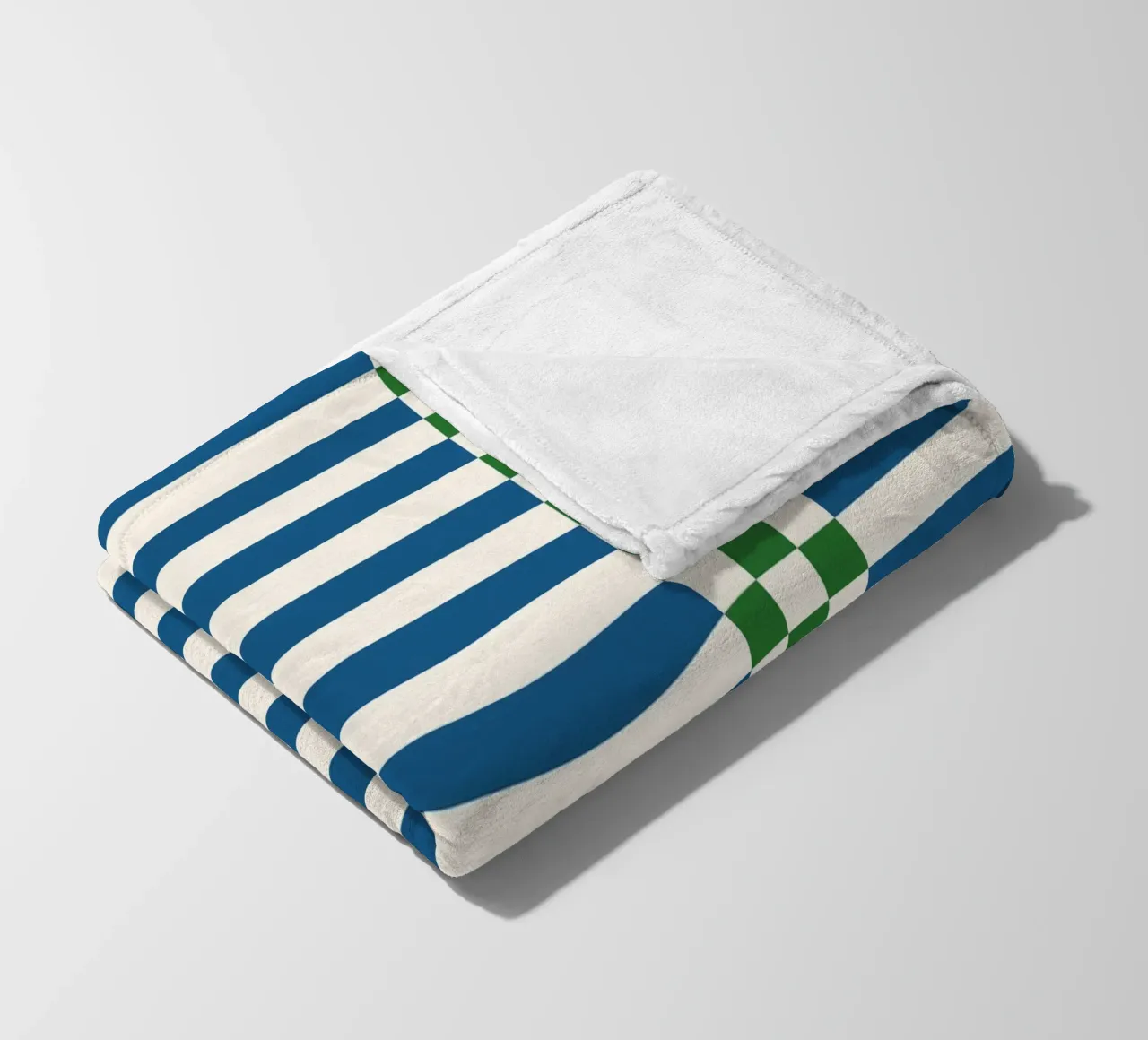 Green and blue checks and lines coperta in pile da TijanaArtStudio88