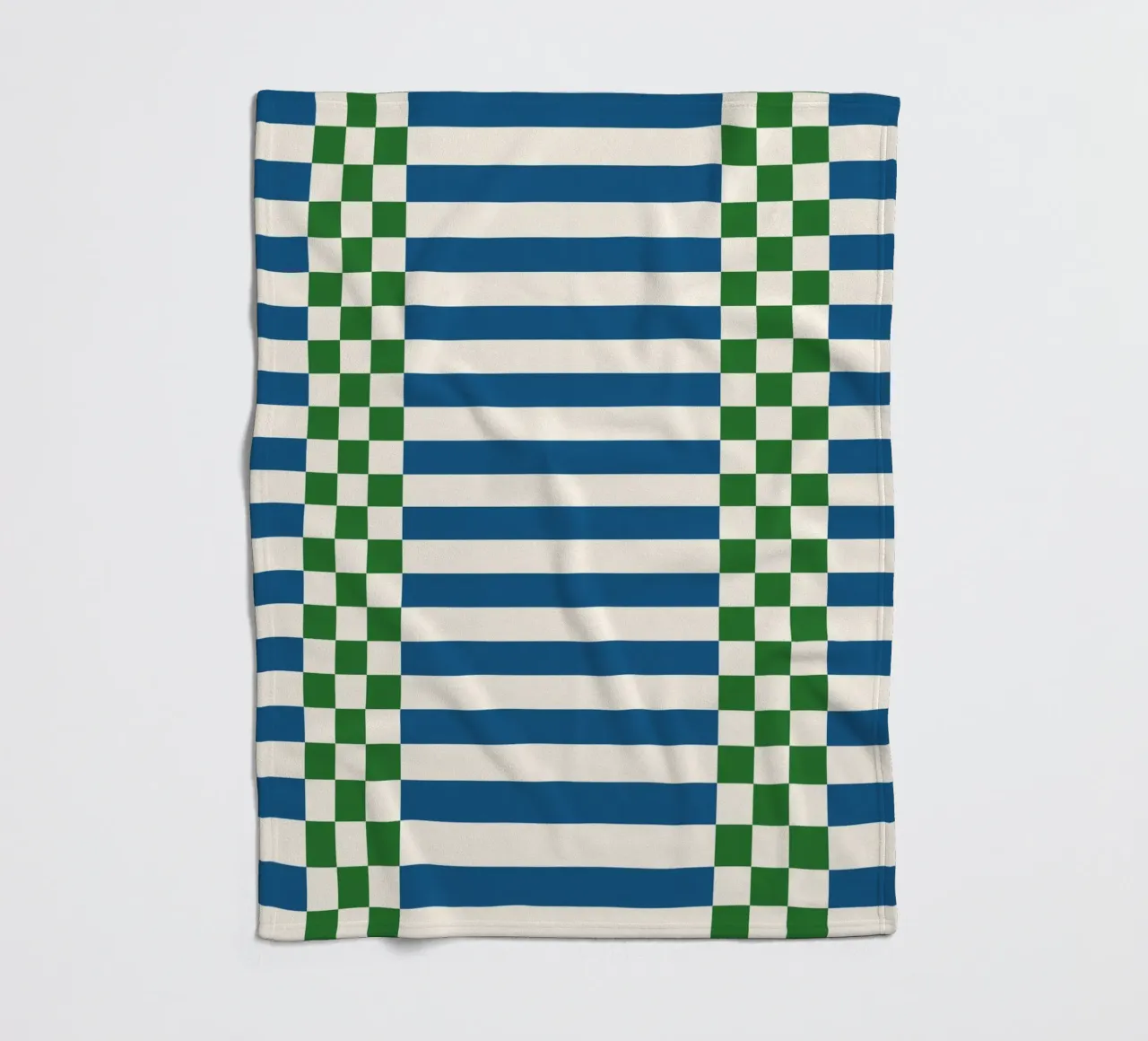 Green and blue checks and lines coperta in pile da TijanaArtStudio88