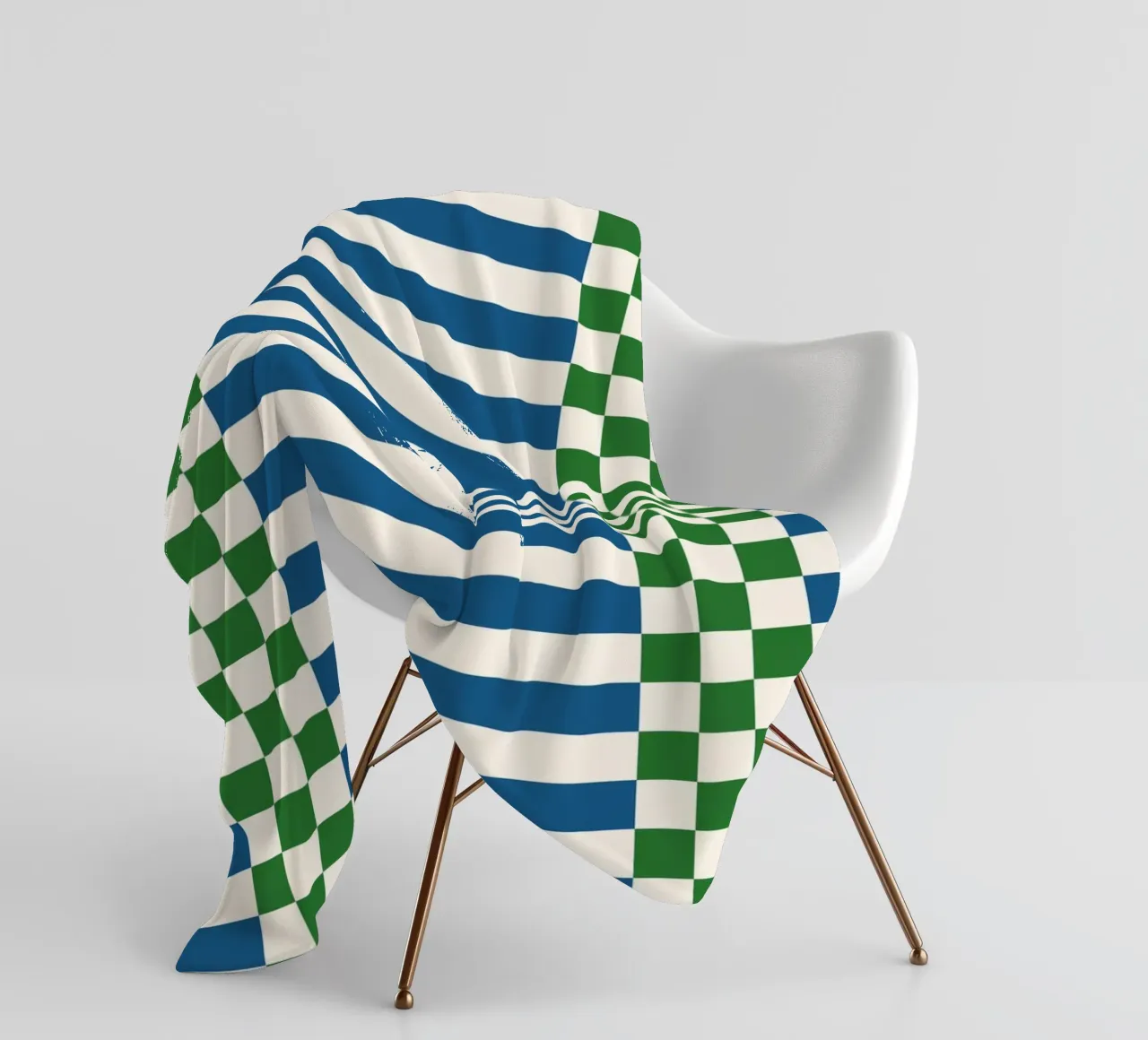 Green and blue checks and lines coperta in pile da TijanaArtStudio88