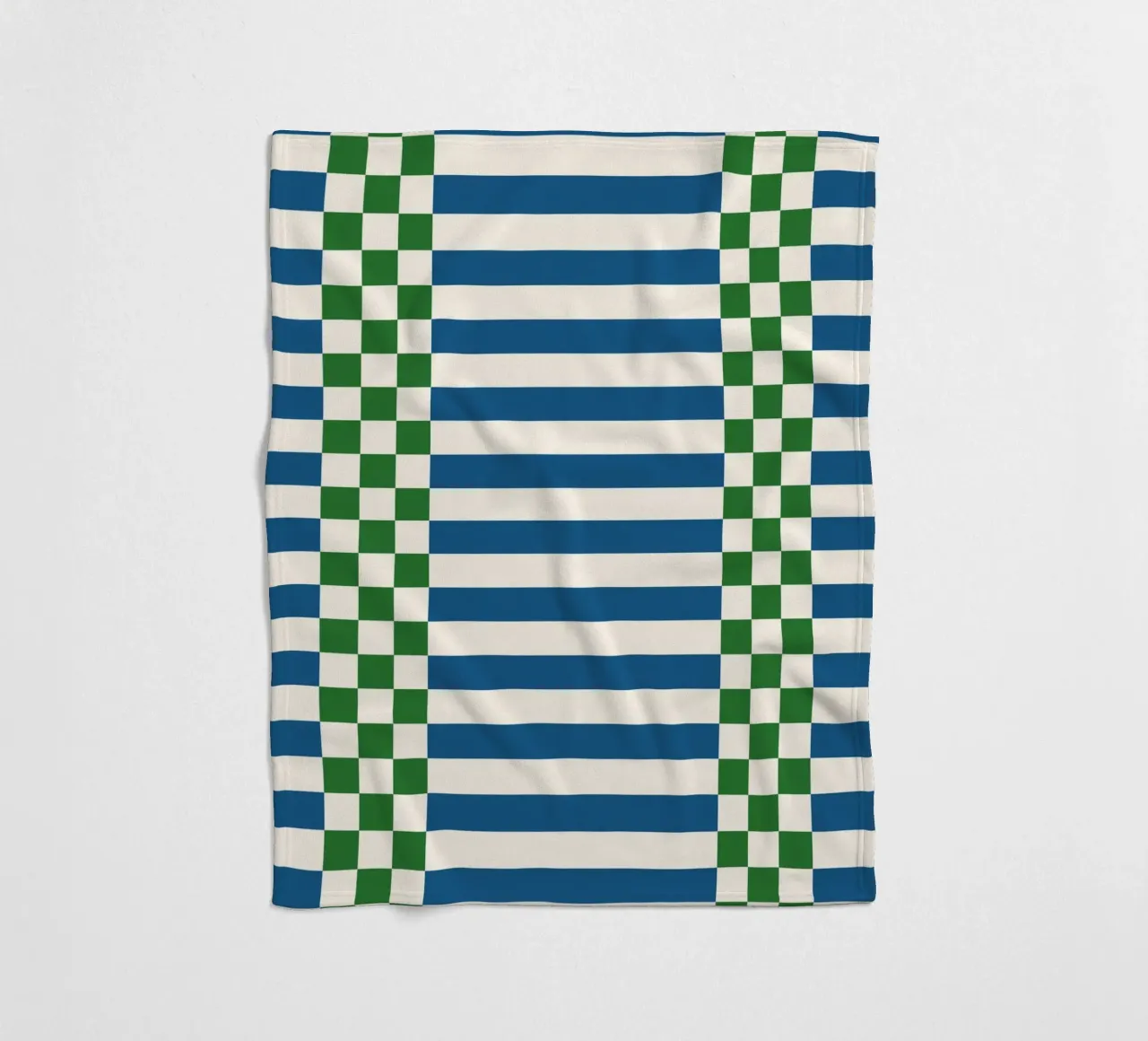 Green and blue checks and lines coperta in pile da TijanaArtStudio88
