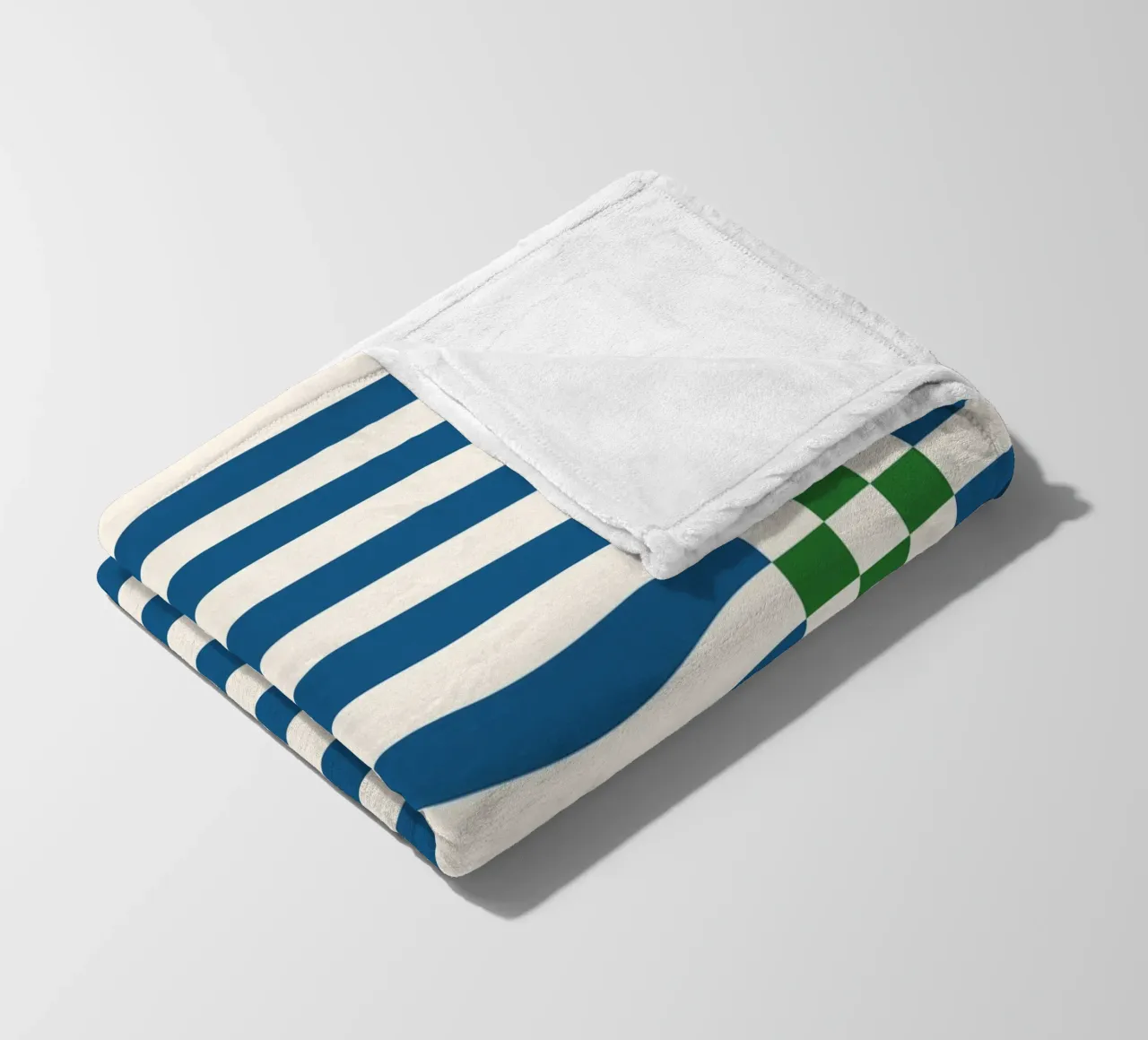 Green and blue checks and lines coperta in pile da TijanaArtStudio88