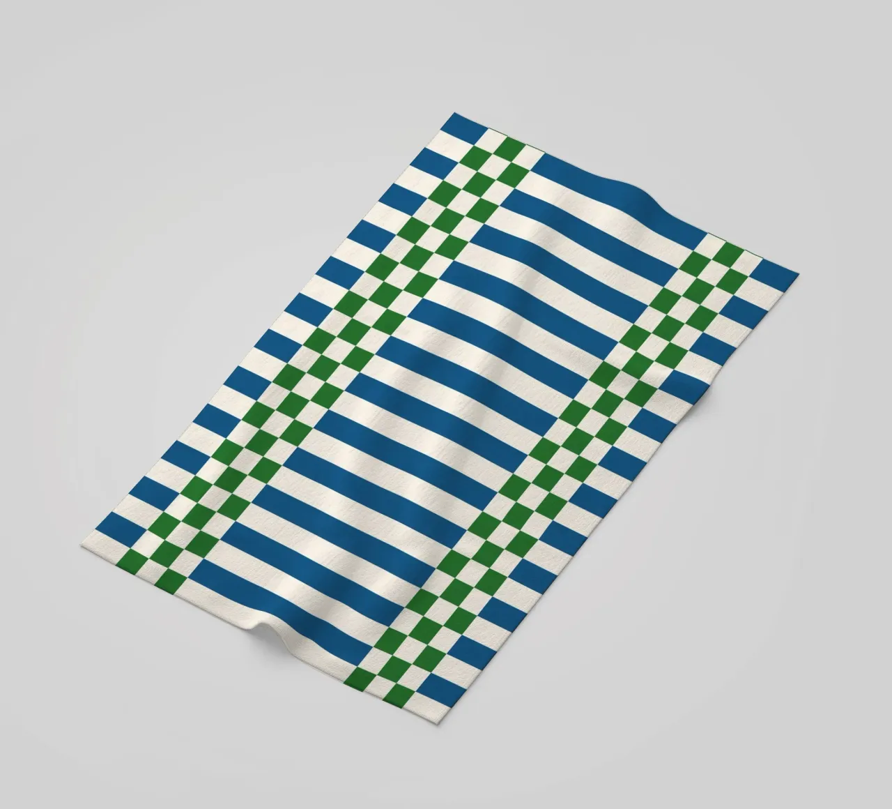 Green and blue checks and lines telo mare da TijanaArtStudio88