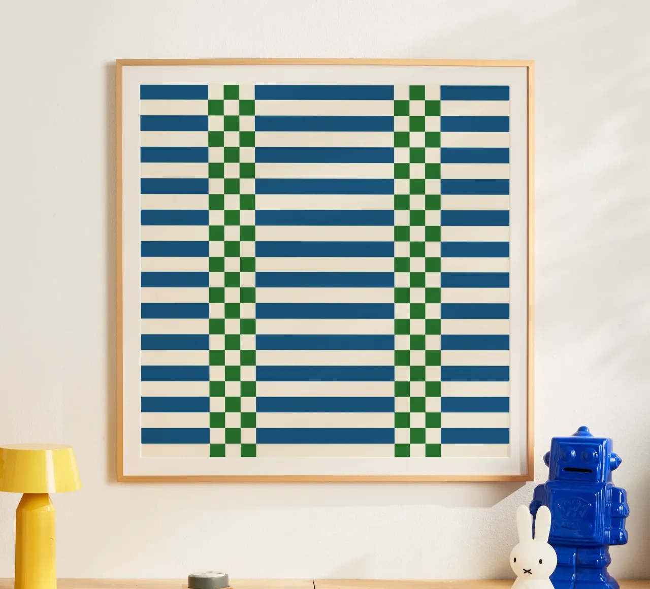 Green and blue checks and lines poster da TijanaArtStudio88