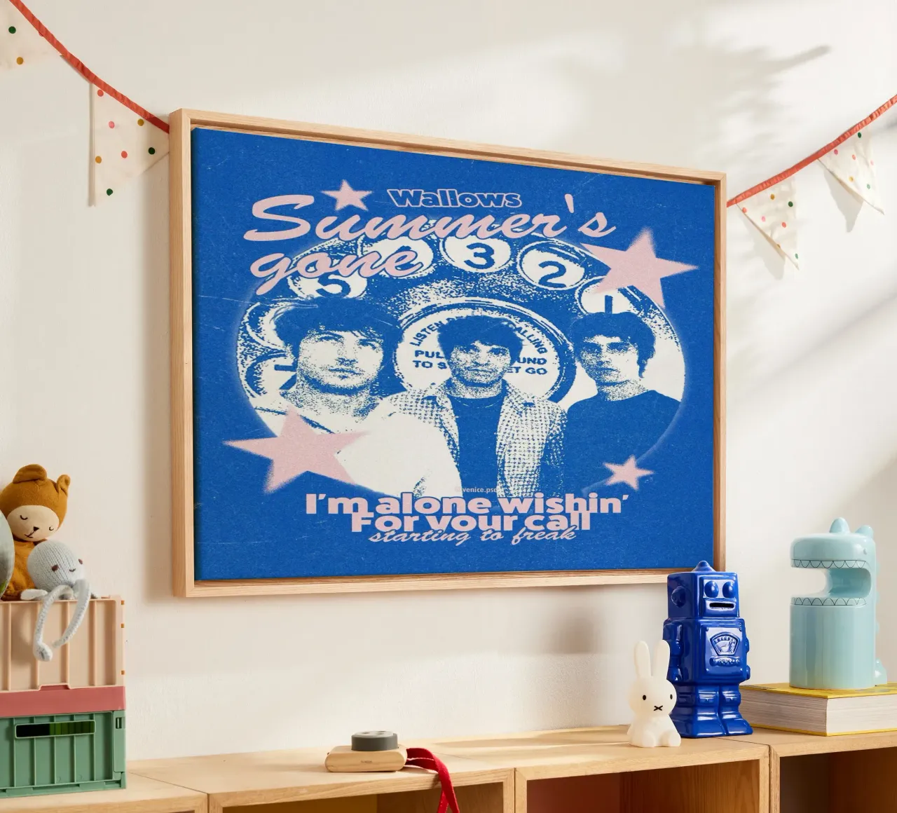 Verdwaald in Retro Golven canvas met Baklijst van ktlocb