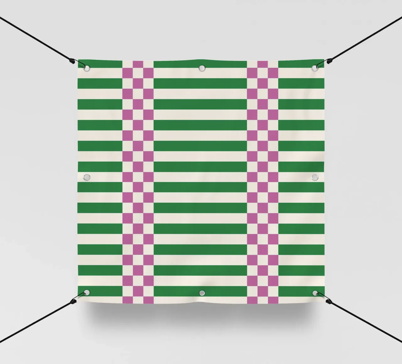 Purple and green checks and lines telo in pvc da TijanaArtStudio88