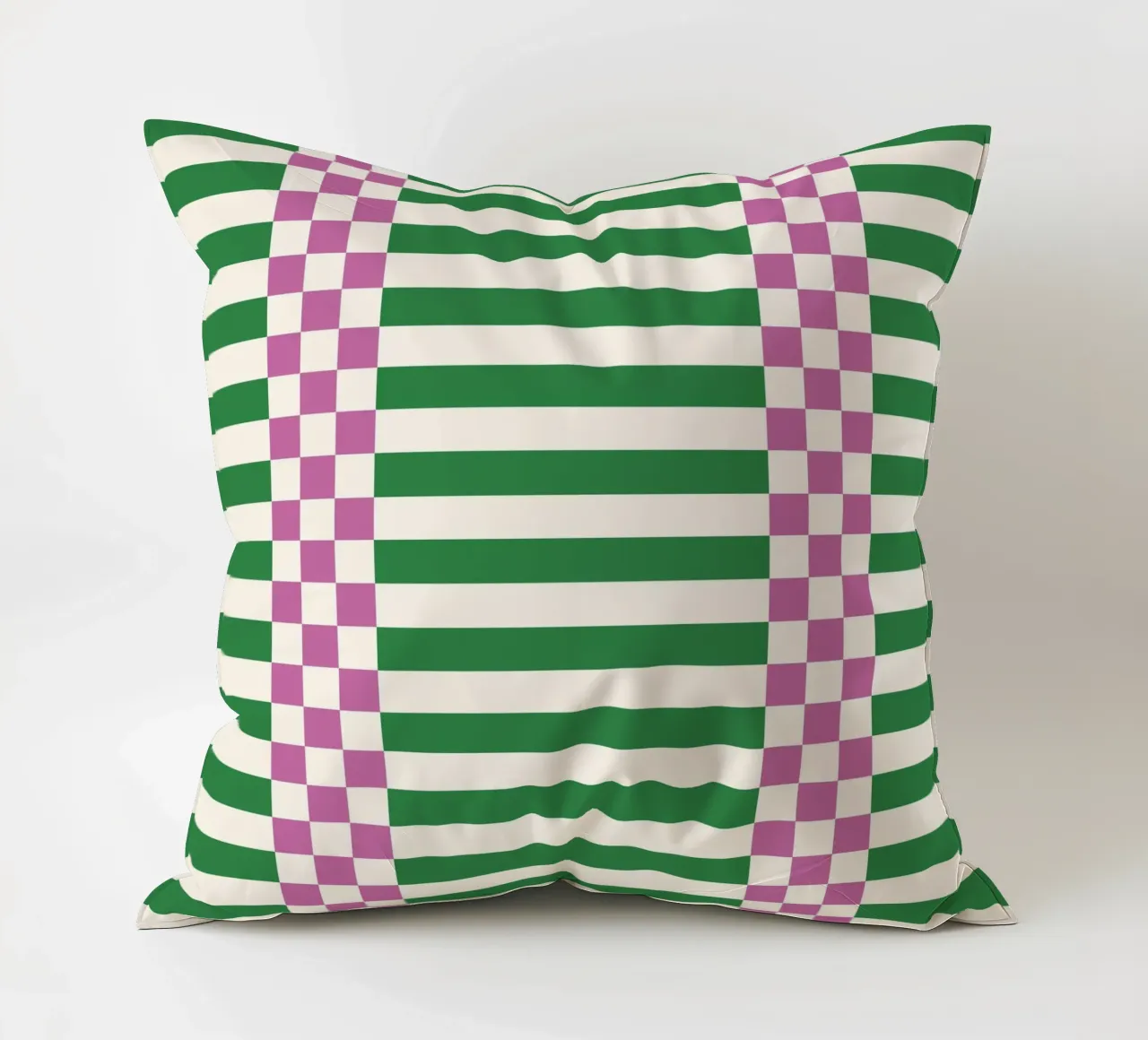 Purple and green checks and lines cuscino da TijanaArtStudio88