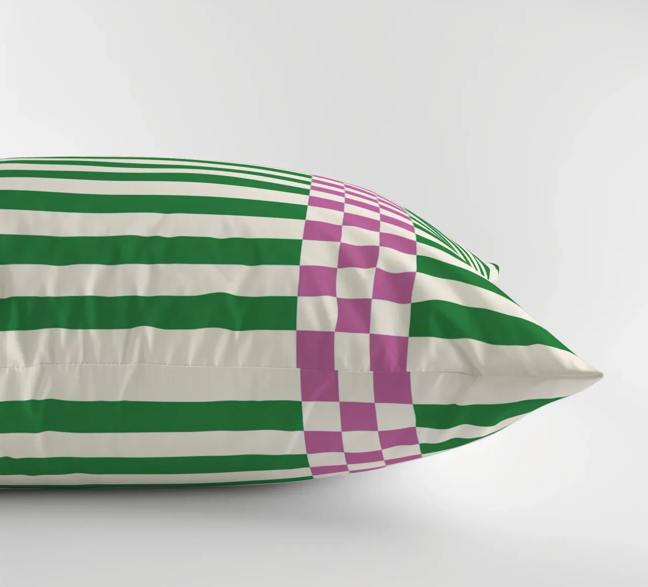 Purple and green checks and lines cuscino da TijanaArtStudio88