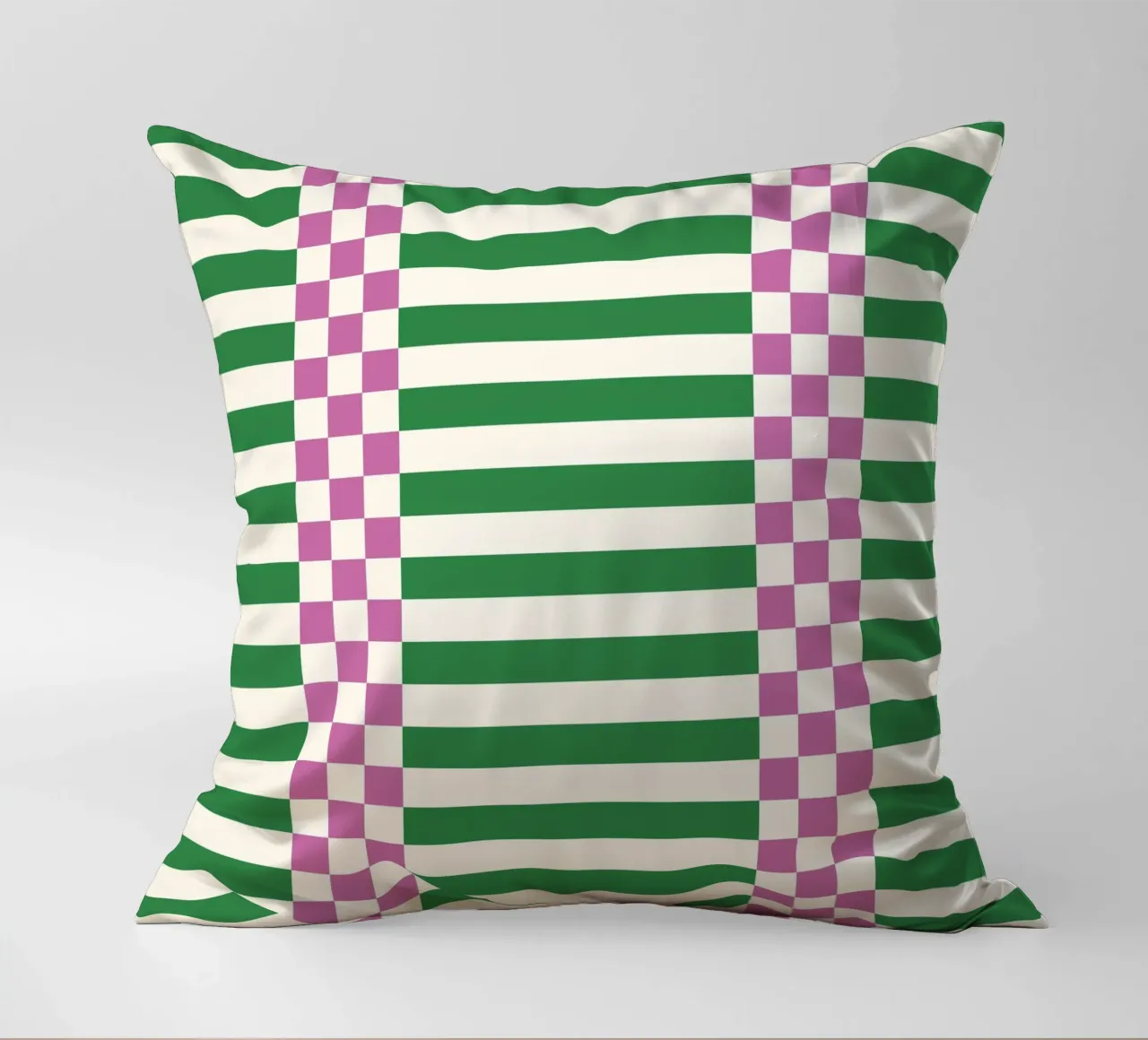 Purple and green checks and lines cuscino da TijanaArtStudio88