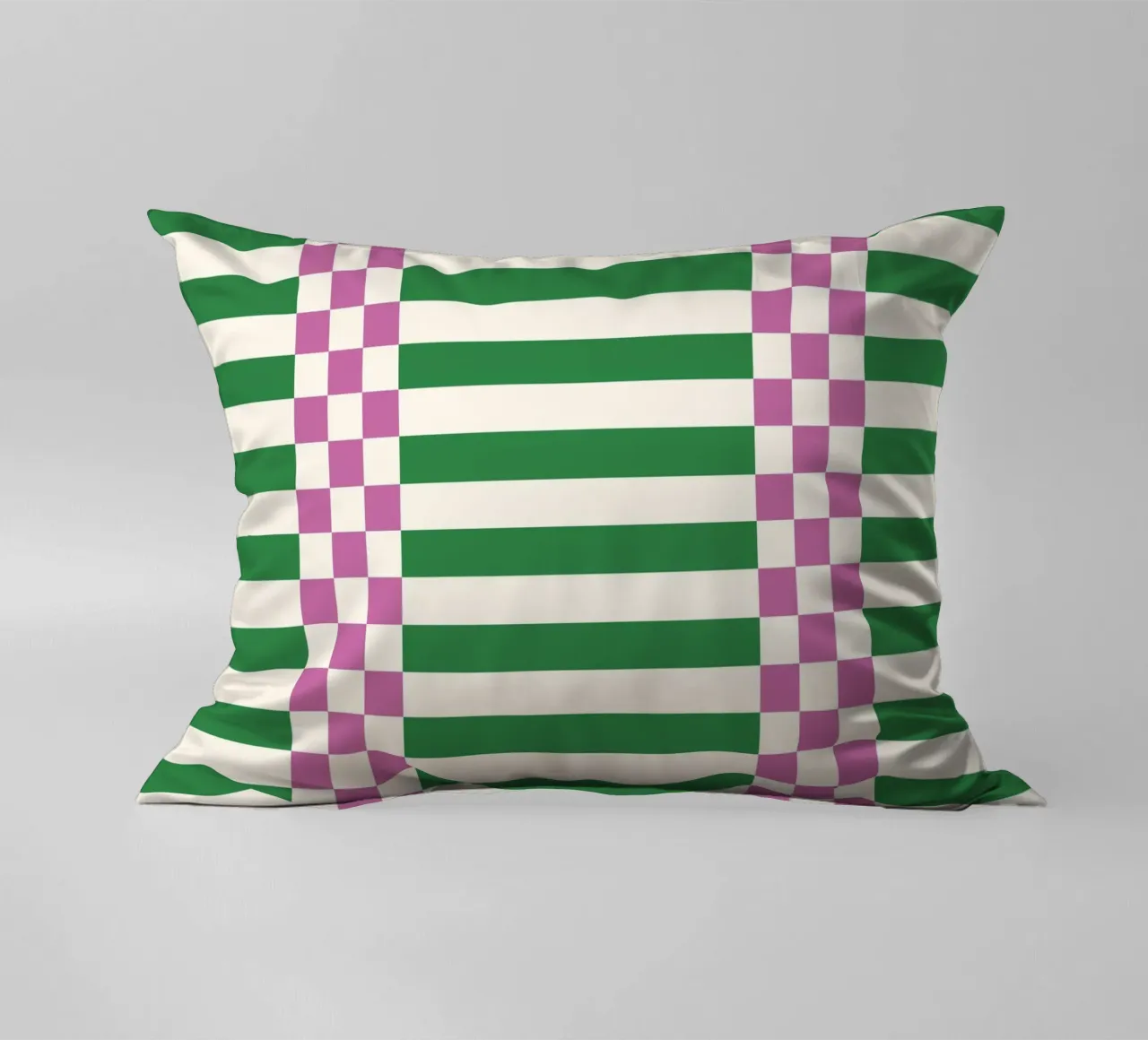 Purple and green checks and lines cuscino da TijanaArtStudio88