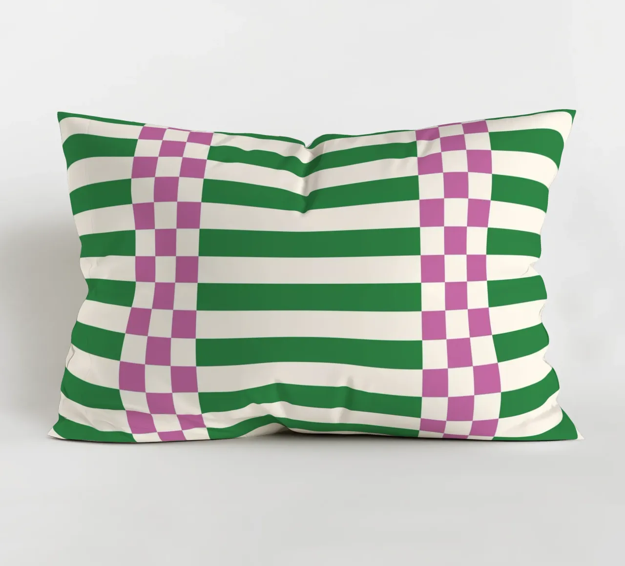 Purple and green checks and lines cuscino da TijanaArtStudio88
