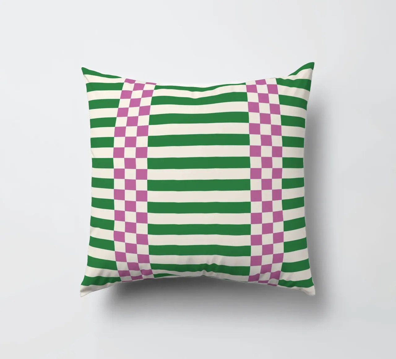 Purple and green checks and lines cuscino da TijanaArtStudio88