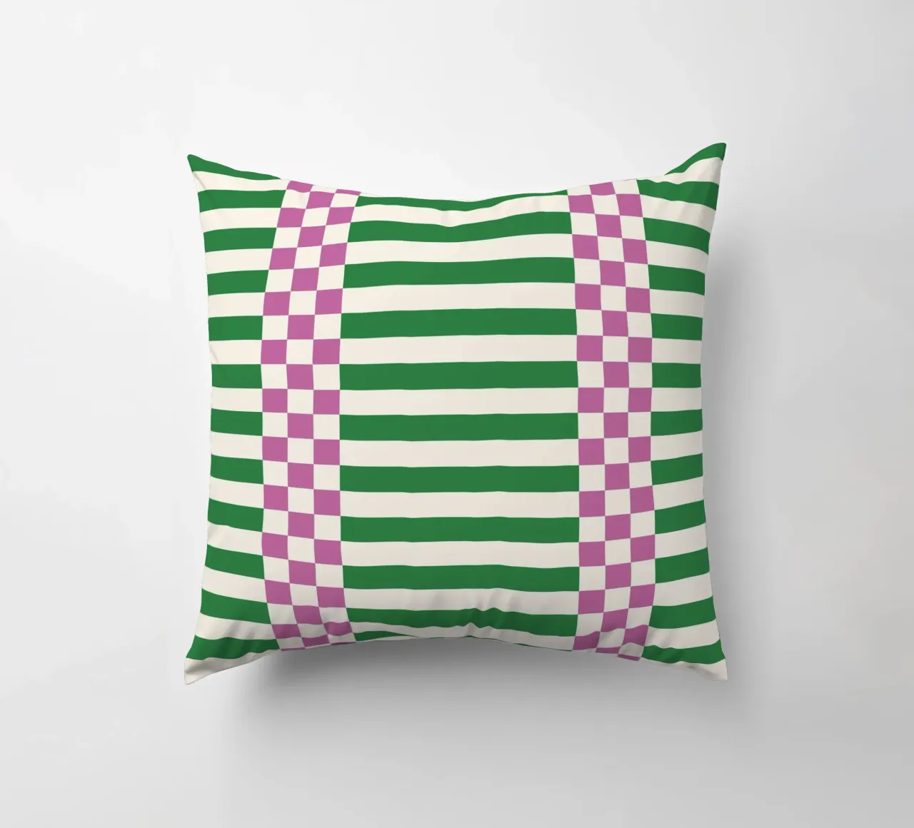 Purple and green checks and lines cuscino da TijanaArtStudio88
