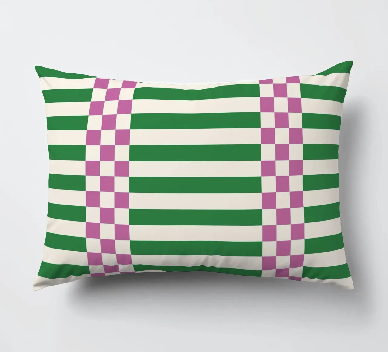 Purple and green checks and lines cuscino da TijanaArtStudio88