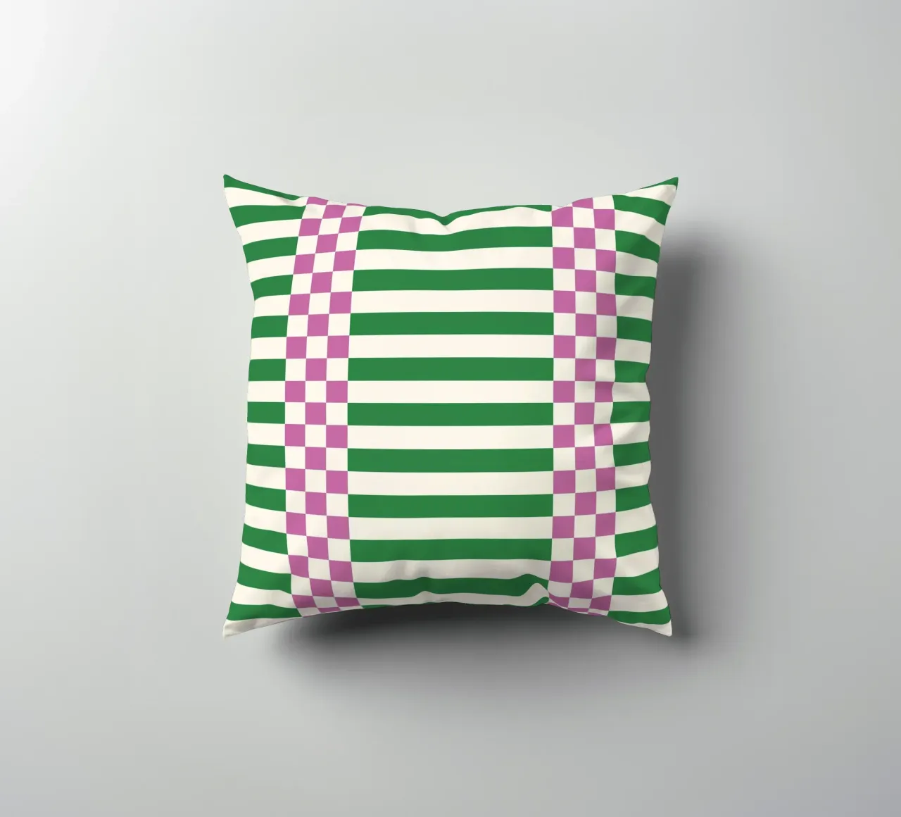 Purple and green checks and lines cuscino da TijanaArtStudio88