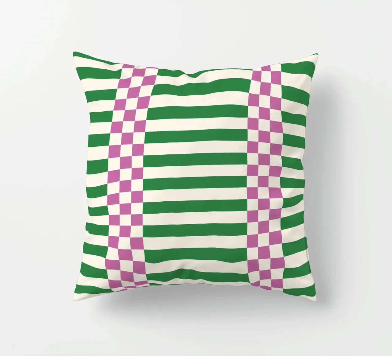 Purple and green checks and lines cuscino da TijanaArtStudio88