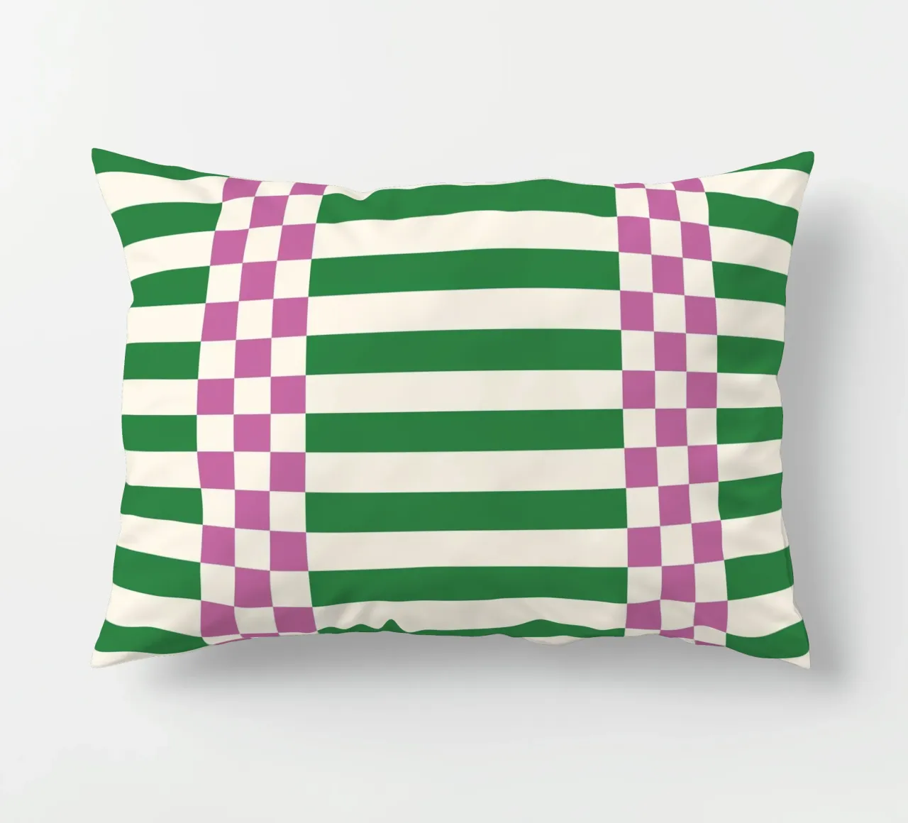 Purple and green checks and lines cuscino da TijanaArtStudio88