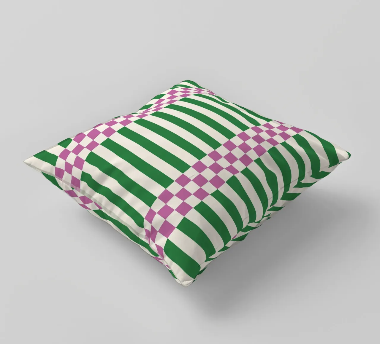 Purple and green checks and lines cuscino da TijanaArtStudio88