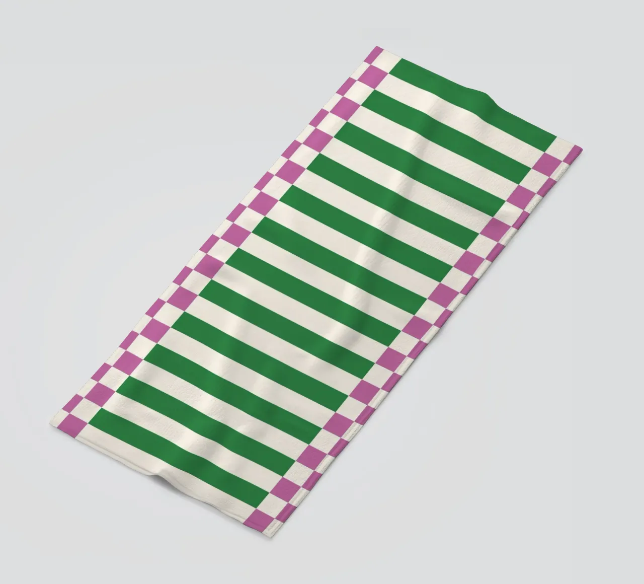 Purple and green checks and lines beach towel by TijanaArtStudio88