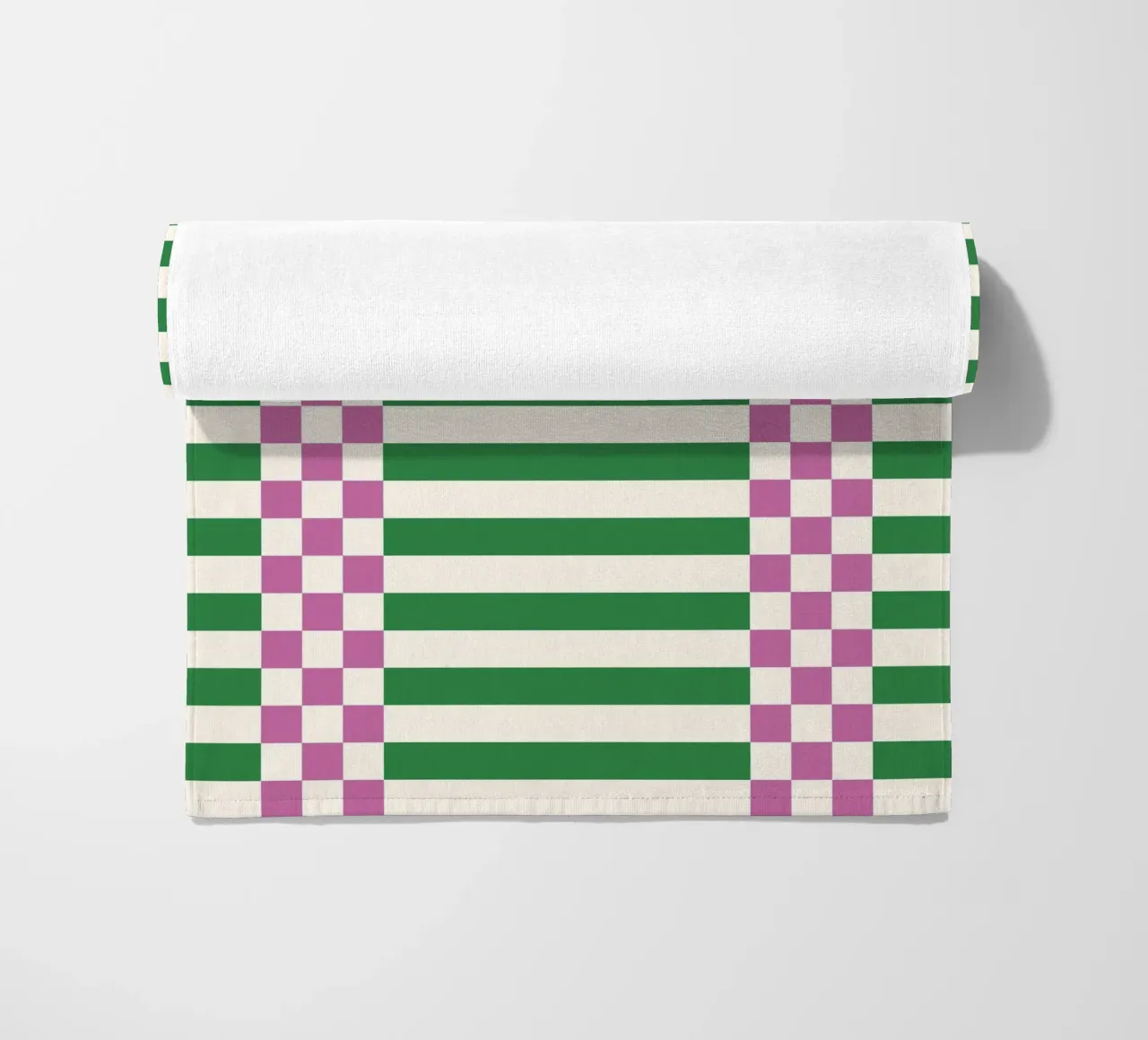 Purple and green checks and lines telo mare da TijanaArtStudio88
