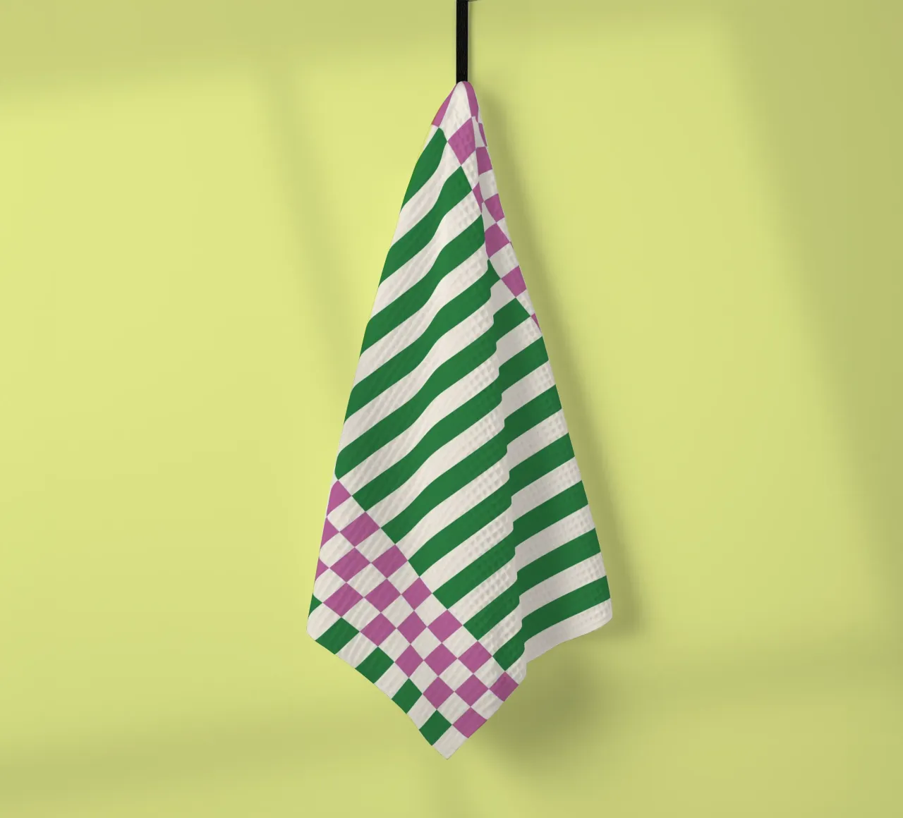 Purple and green checks and lines canovaccio da cucina da TijanaArtStudio88