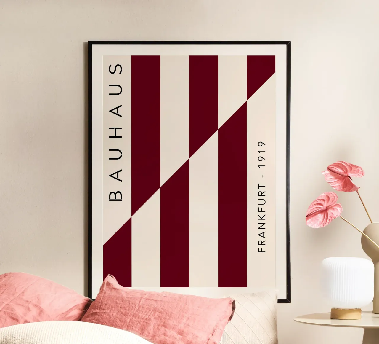 Poster Bauhaus - Linee minimaliste Francoforte 1919 poster con telaio in alluminio da Studio Vibe