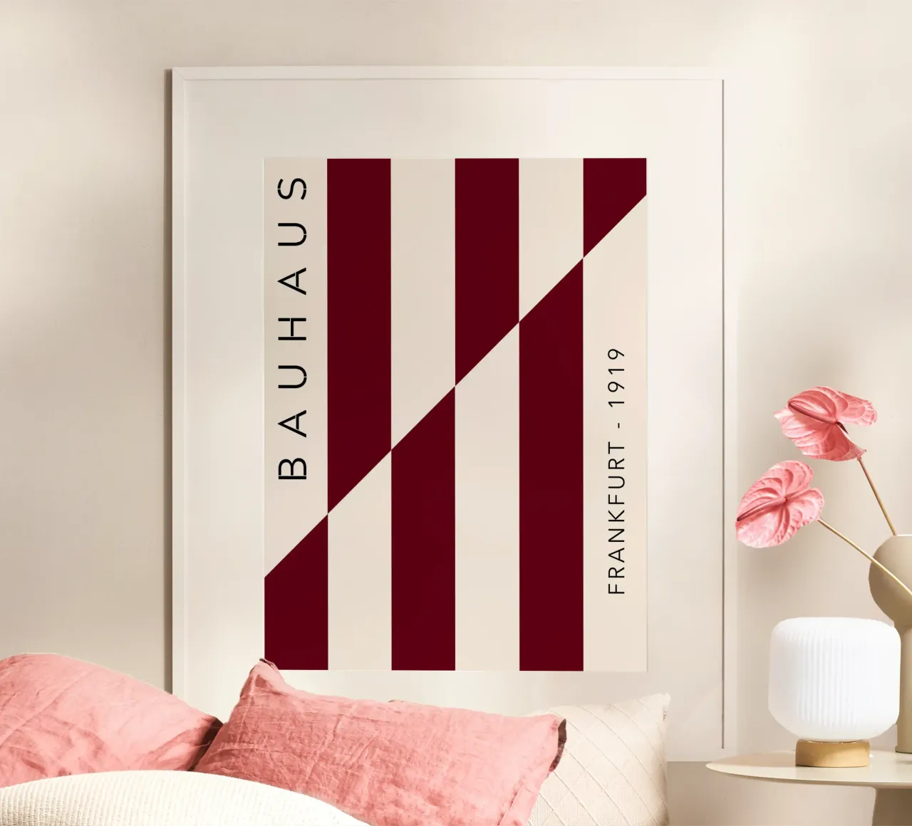 Poster Bauhaus - Linee minimaliste Francoforte 1919 poster con telaio in alluminio da Studio Vibe
