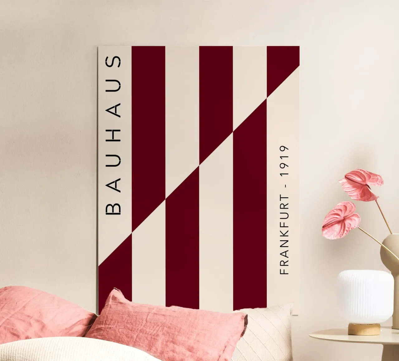 Poster Bauhaus - Linee minimaliste Francoforte 1919 poster con telaio in alluminio da Studio Vibe