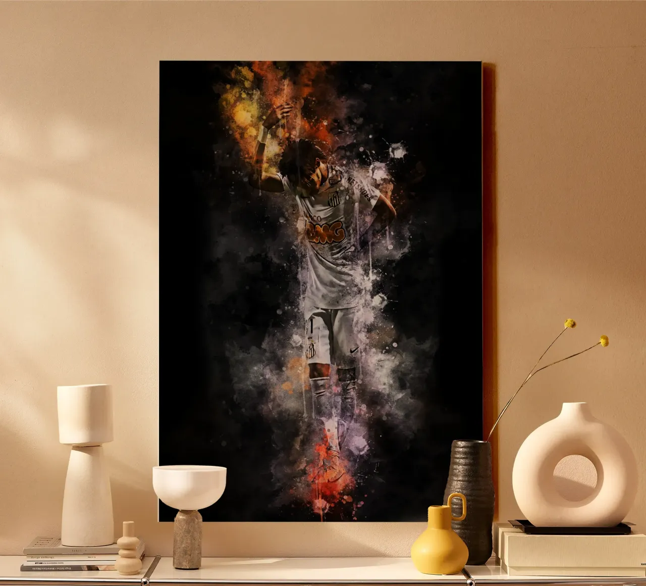 Neymar Santos tela con Cornice a cassetta da MasterInkArt