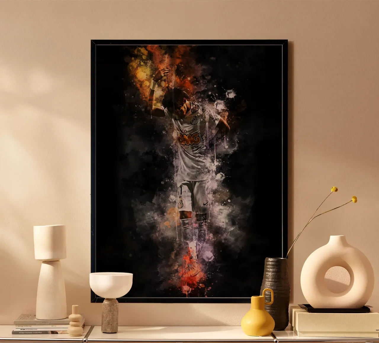 Neymar Santos poster con telaio in alluminio da MasterInkArt