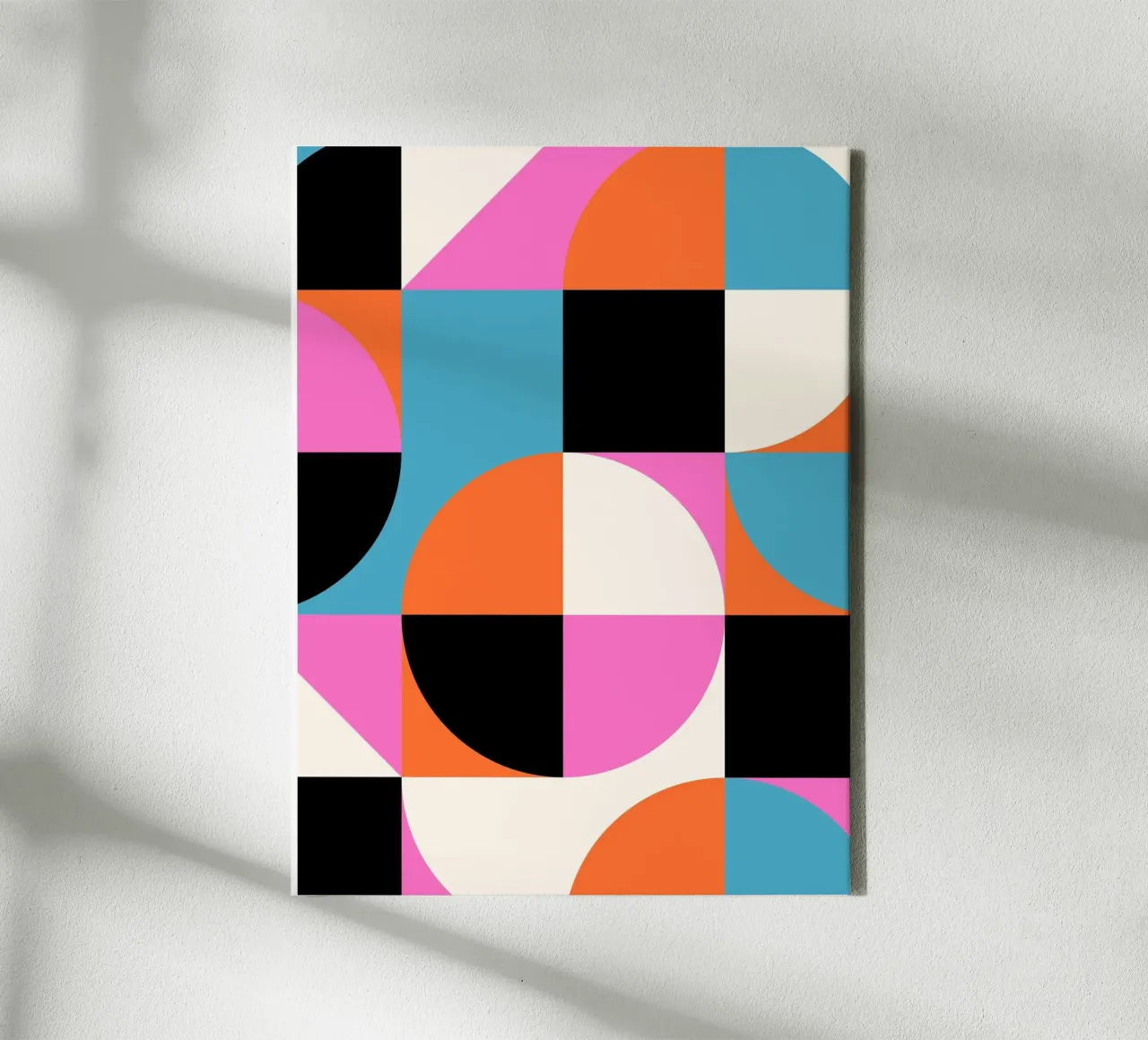 Geometry poster - Abstract shapes in colours canvas with Floater frame by Studio Vibe