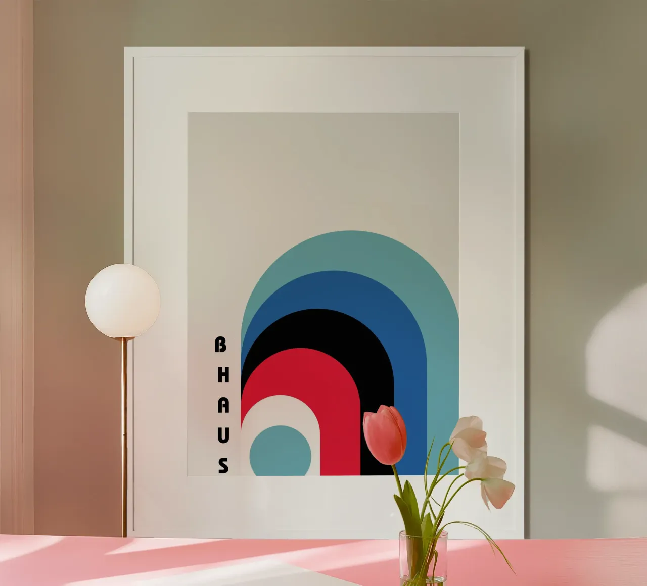 Bauhaus Poster - Abstracte retro boog kunst poster van Studio Vibe