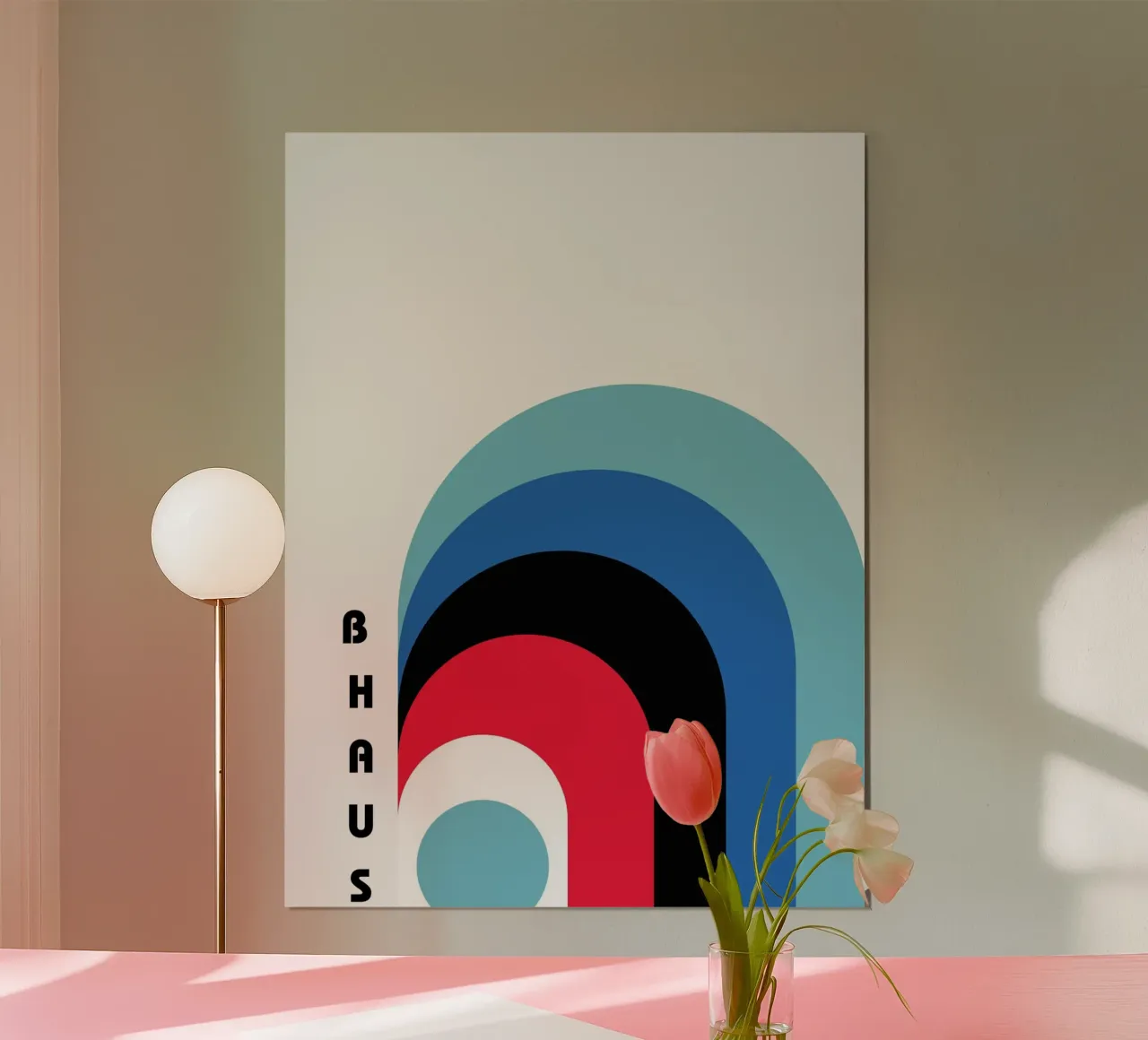 Bauhaus Poster - Abstracte retro boog kunst poster van Studio Vibe