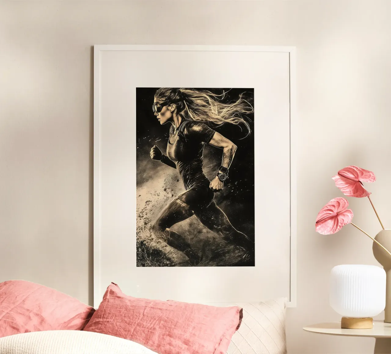Adrenaline Rush: Steampunk atleet in beweging poster met aluminium frame van Synthaira