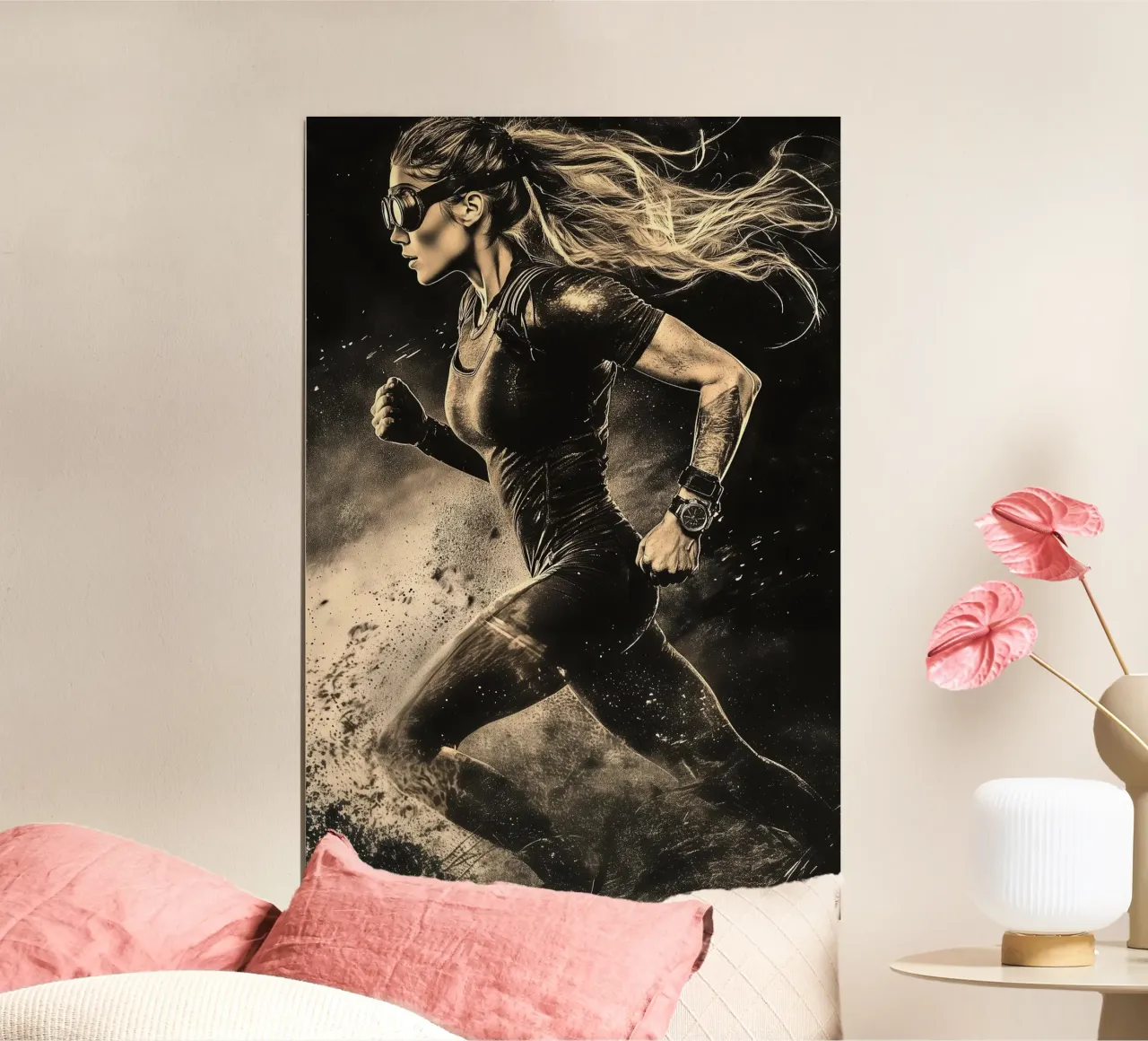 Adrenaline Rush: Steampunk atleet in beweging poster met aluminium frame van Synthaira