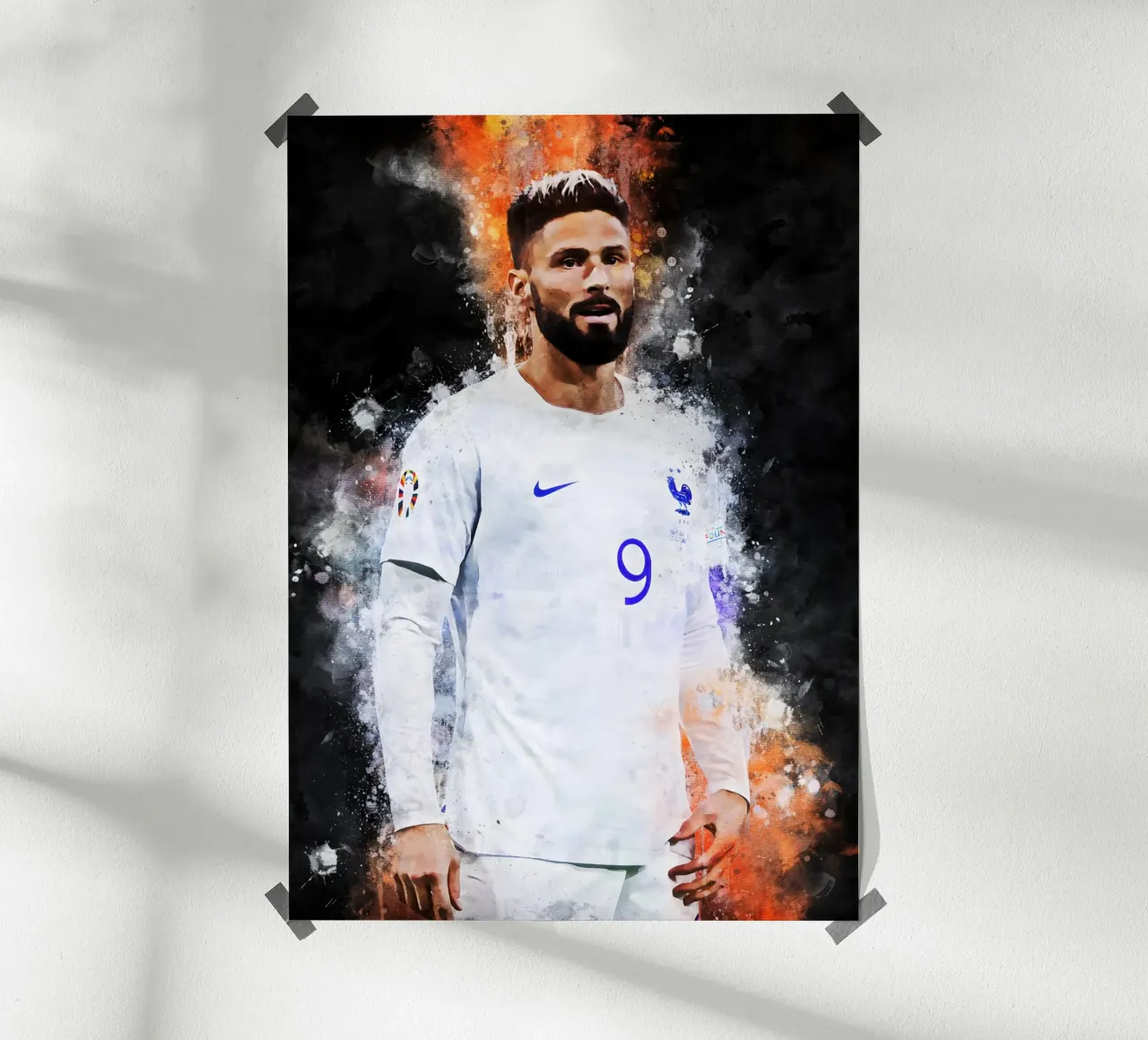 Olivier Giroud poster con telaio in alluminio da MasterInkArt