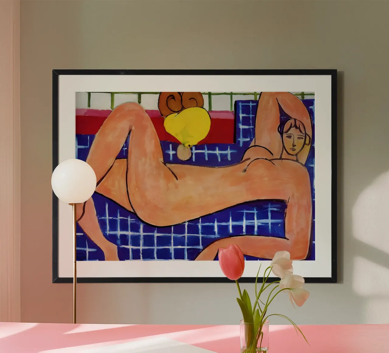 Nudo rosa (1935) di Henri Matisse poster con telaio in legno da Art History
