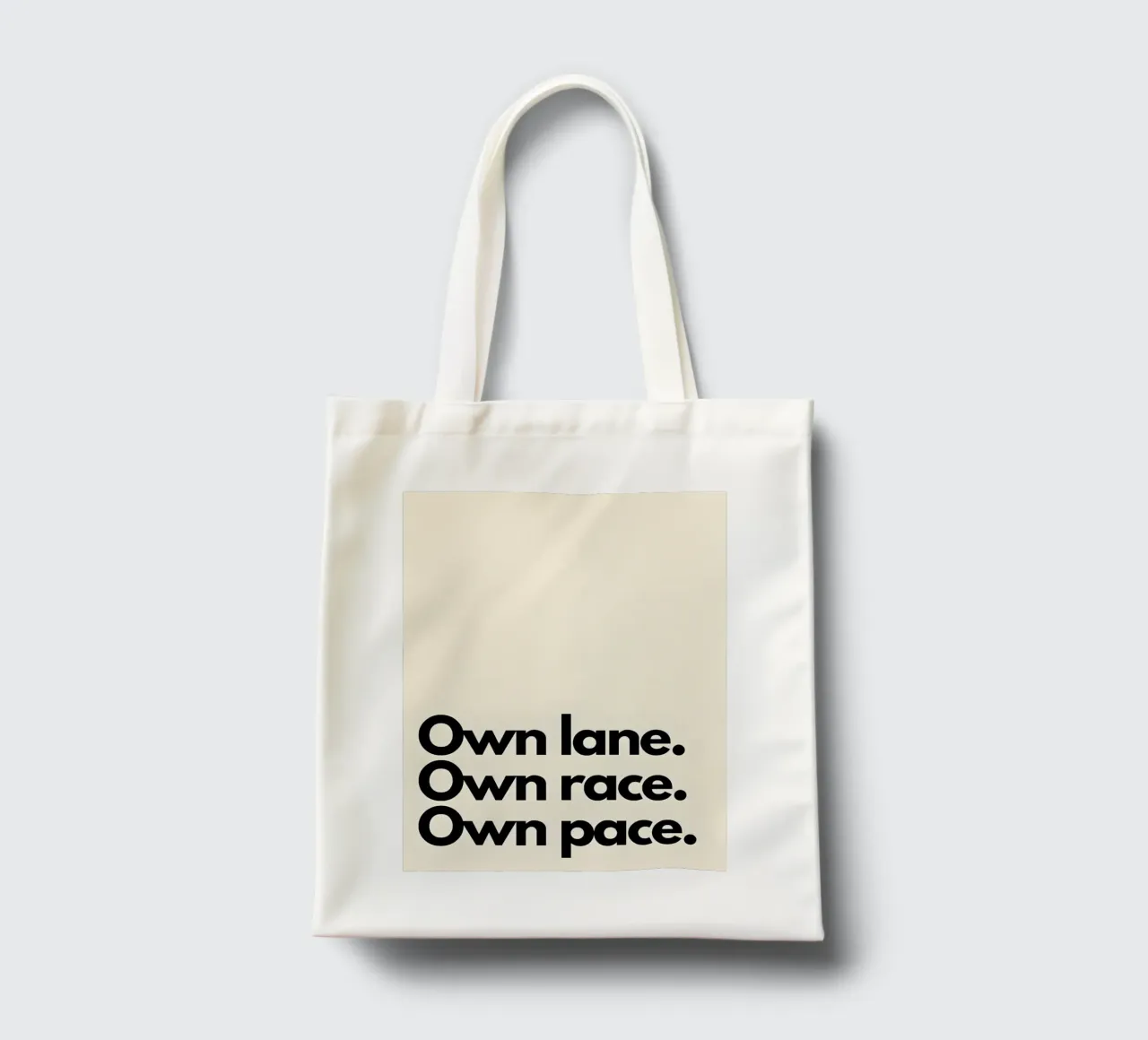 "Own lane. Own race. Own pace." borsa in juta da Type & Tape